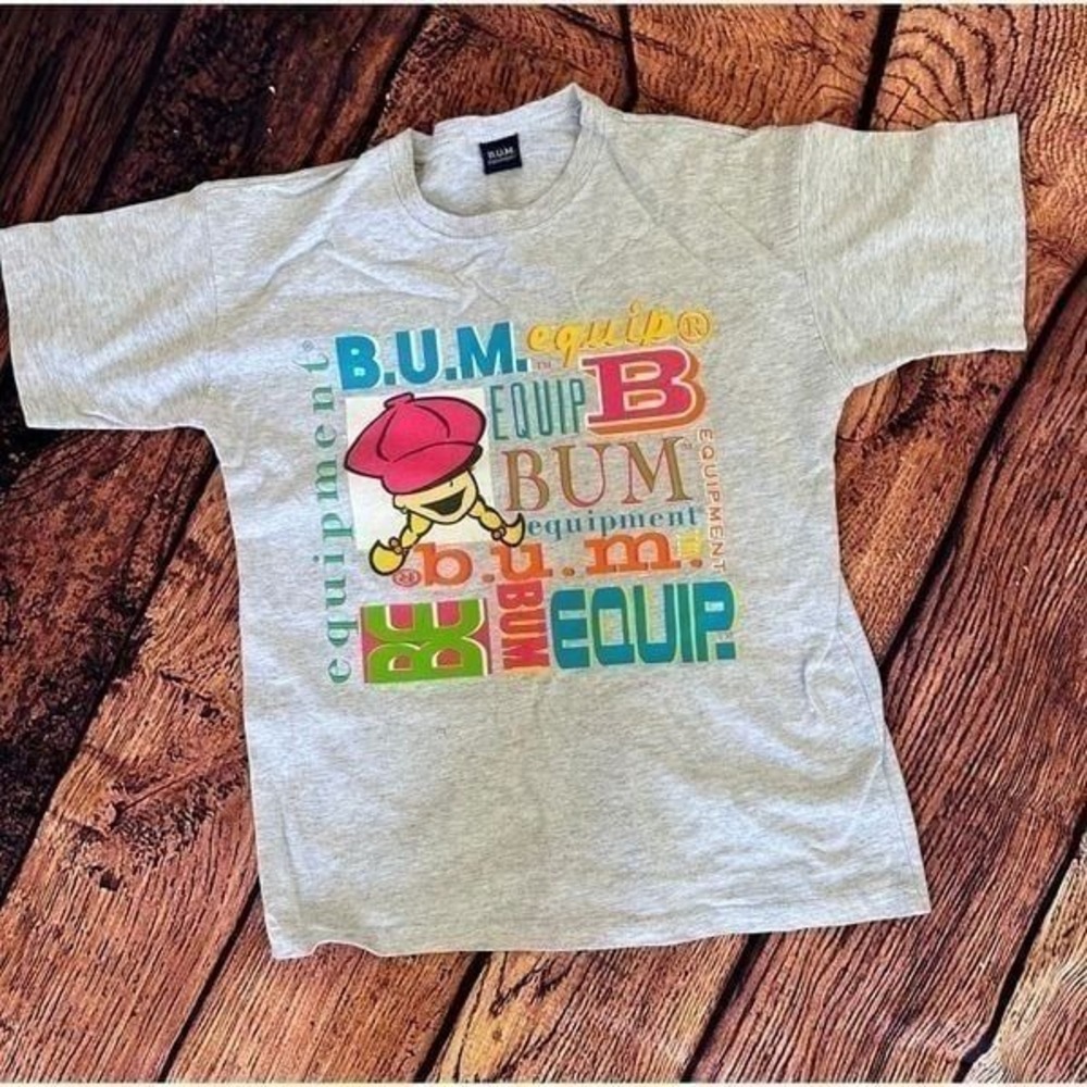 BUM Equipment Vintage 90s T Shirt Youth Gray Short Sleeve T-shirt